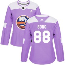 New York Islanders Women's Andong Song Adidas Authentic Purple Fights Cancer Practice Jersey
