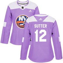 New York Islanders Women's Duane Sutter Adidas Authentic Purple Fights Cancer Practice Jersey