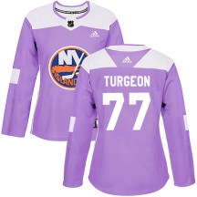 New York Islanders Women's Pierre Turgeon Adidas Authentic Purple Fights Cancer Practice Jersey