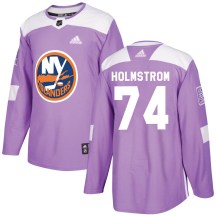 New York Islanders Men's Simon Holmstrom Adidas Authentic Purple Fights Cancer Practice Jersey