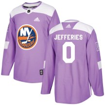 New York Islanders Men's Alex Jefferies Adidas Authentic Purple Fights Cancer Practice Jersey
