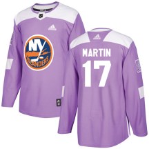 New York Islanders Men's Matt Martin Adidas Authentic Purple Fights Cancer Practice Jersey