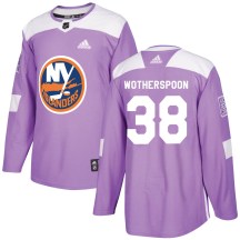 New York Islanders Men's Parker Wotherspoon Adidas Authentic Purple Fights Cancer Practice Jersey