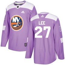 New York Islanders Men's Anders Lee Adidas Authentic Purple Fights Cancer Practice Jersey