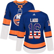 New York Islanders Women's Andrew Ladd Adidas Authentic Royal Blue USA Flag Fashion Jersey