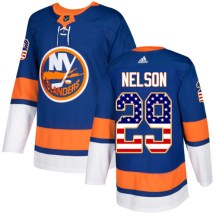 New York Islanders Youth Brock Nelson Adidas Authentic Royal Blue USA Flag Fashion Jersey