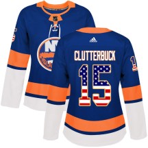 New York Islanders Women's Cal Clutterbuck Adidas Authentic Royal Blue USA Flag Fashion Jersey
