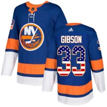 New York Islanders Youth Christopher Gibson Adidas Authentic Royal Blue USA Flag Fashion Jersey