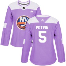 New York Islanders Women's Denis Potvin Adidas Authentic Purple Fights Cancer Practice Jersey