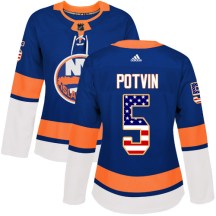 New York Islanders Women's Denis Potvin Adidas Authentic Royal Blue USA Flag Fashion Jersey