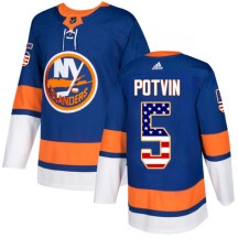 New York Islanders Youth Denis Potvin Adidas Authentic Royal Blue USA Flag Fashion Jersey