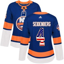 New York Islanders Women's Dennis Seidenberg Adidas Authentic Royal Blue USA Flag Fashion Jersey