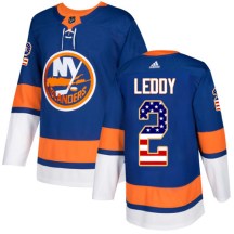 New York Islanders Youth Nick Leddy Adidas Authentic Royal Blue USA Flag Fashion Jersey