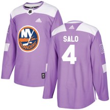 New York Islanders Youth Robin Salo Adidas Authentic Purple Fights Cancer Practice Jersey