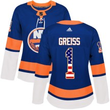 New York Islanders Women's Thomas Greiss Adidas Authentic Royal Blue USA Flag Fashion Jersey