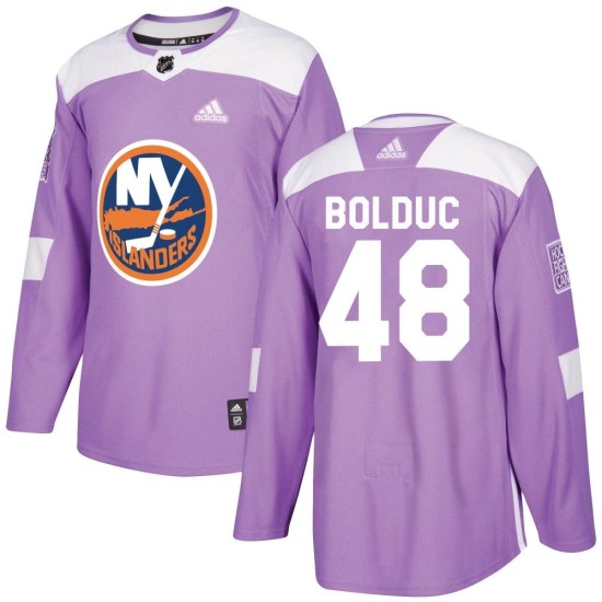 New York Islanders Youth Samuel Bolduc Adidas Authentic Purple Fights Cancer Practice Jersey New York Islanders Youth Samuel Bolduc Adidas Authentic Purple Fights Cancer Practice Jersey