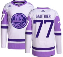 New York Islanders Men's Julien Gauthier Adidas Authentic Hockey Fights Cancer Jersey