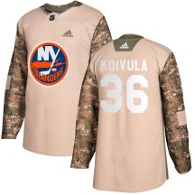 New York Islanders Youth Otto Koivula Adidas Authentic Camo Veterans Day Practice Jersey