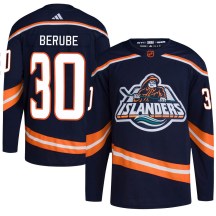 New York Islanders Men's Jean-Francois Berube Adidas Authentic Navy Reverse Retro 2.0 Jersey