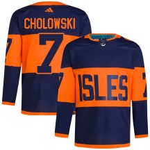New York Islanders Men's Dennis Cholowski Adidas Authentic Navy 2024 Stadium Series Primegreen Jersey