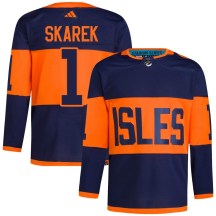 New York Islanders Men's Jakub Skarek Adidas Authentic Navy 2024 Stadium Series Primegreen Jersey