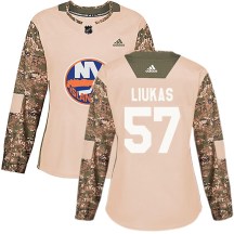 New York Islanders Women's Eetu Liukas Adidas Authentic Camo Veterans Day Practice Jersey