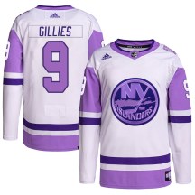 New York Islanders Youth Clark Gillies Adidas Authentic White/Purple Hockey Fights Cancer Primegreen Jersey