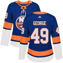 New York Islanders Women's Isaiah George Adidas Authentic Royal Home Jersey