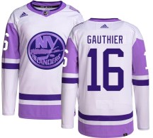 New York Islanders Youth Julien Gauthier Adidas Authentic Hockey Fights Cancer Jersey