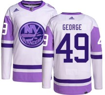New York Islanders Youth Isaiah George Adidas Authentic Hockey Fights Cancer Jersey