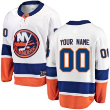 New York Islanders Youth Custom Fanatics Branded Breakaway White Custom Away Jersey
