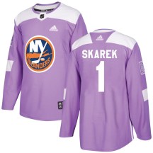 New York Islanders Men's Jakub Skarek Adidas Authentic Purple Fights Cancer Practice Jersey
